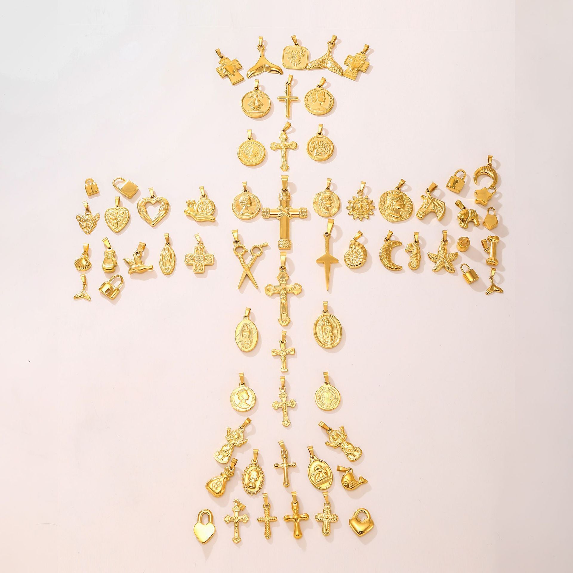 99 Fashion DIY Pendant Accessories Collection Internet celebrity Stainless Steel 18K Real Gold Necklace Jewelry Wholesale