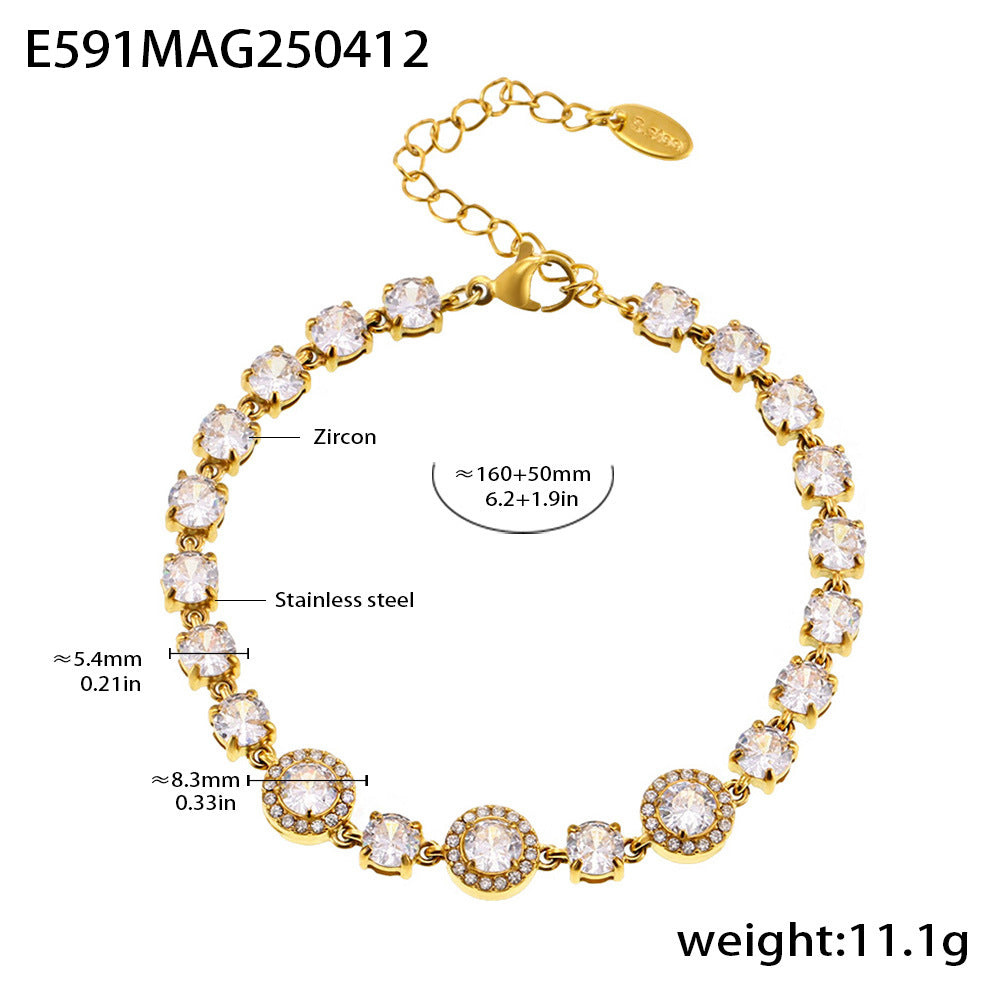 Niche design 5A zircon full diamond bracelet heavy industry design stainless steel chain decoration spot 99