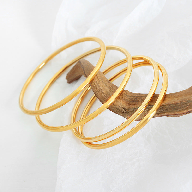 Simple niche design Titanium steel gold-plated plain ring ring bracelet Versatile jewelry women's bracelet 99