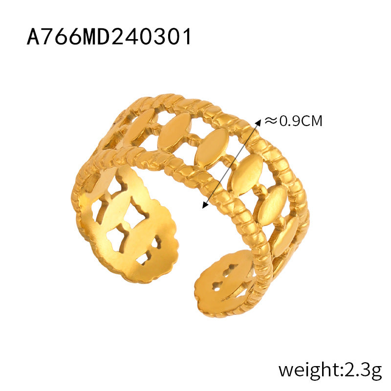 New fashion personalized design niche open ring titanium steel gold-plated geometric versatile jewelry simple jewelry wholesale