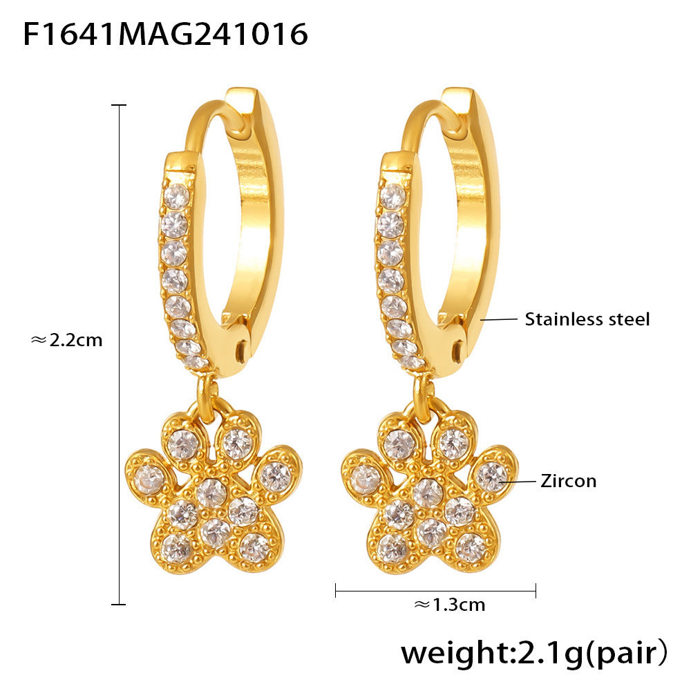 Geometric elements handmade zircon full diamond earrings PVD plating color retention niche trend jewelry