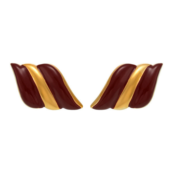 Fashion weight color glaze wing stud earrings stainless steel PVD electroplating 18K real gold trend earrings combination spot