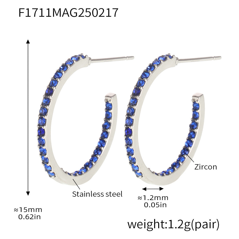 Fine titanium steel inlaid zircon earrings fashion light luxury personalized temperament earrings spot wholesale