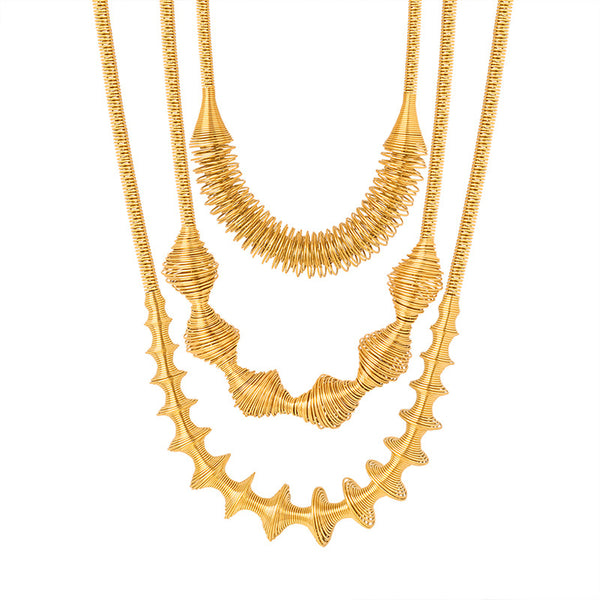 New high-end fashion personalized design retro temperament titanium steel gold-plated pendant necklace jewelry female pp