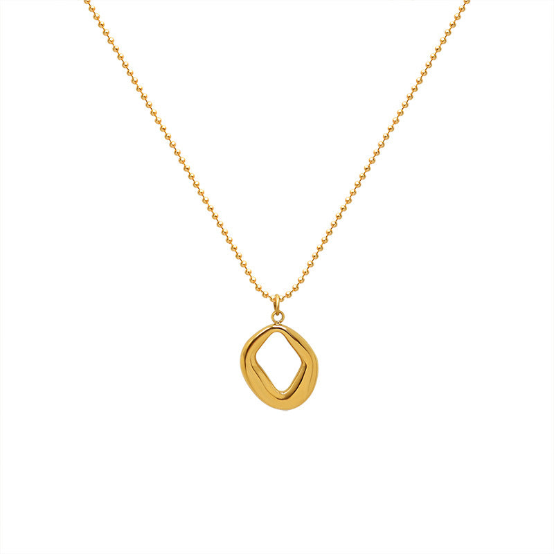 Chocker special-shaped heavy industry handmade irregular geometric pendant titanium steel 18k gold collarbone necklace P987