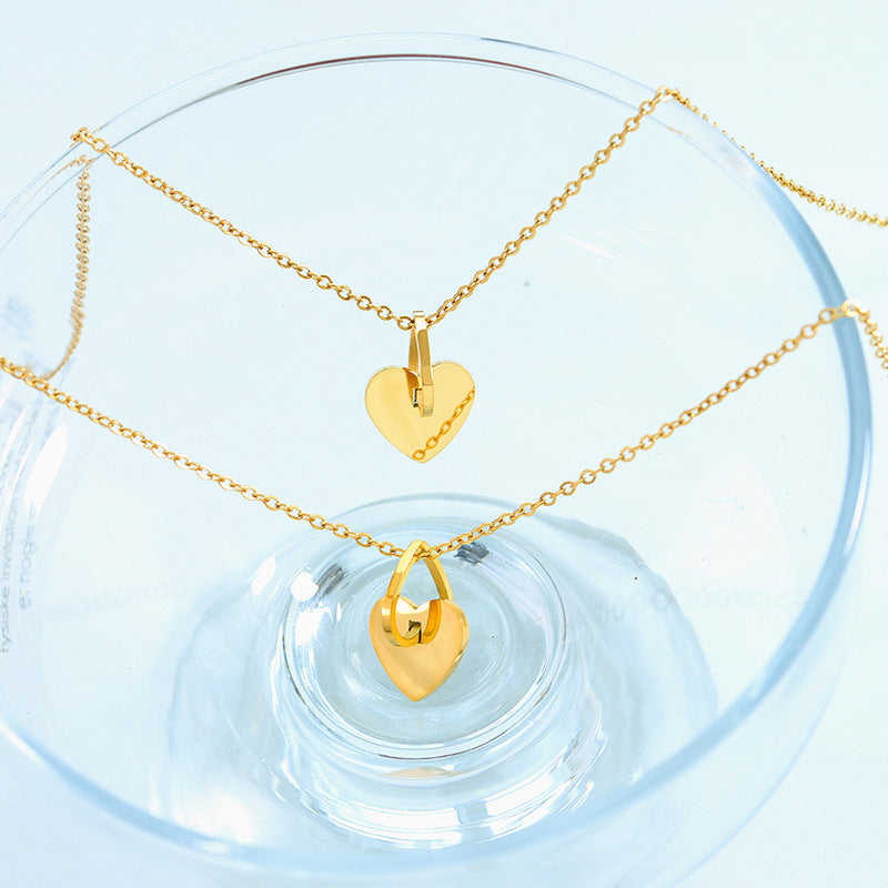 Design sense hollow peach heart love splicing pendant necklace women's spring exquisite collarbone chain P880