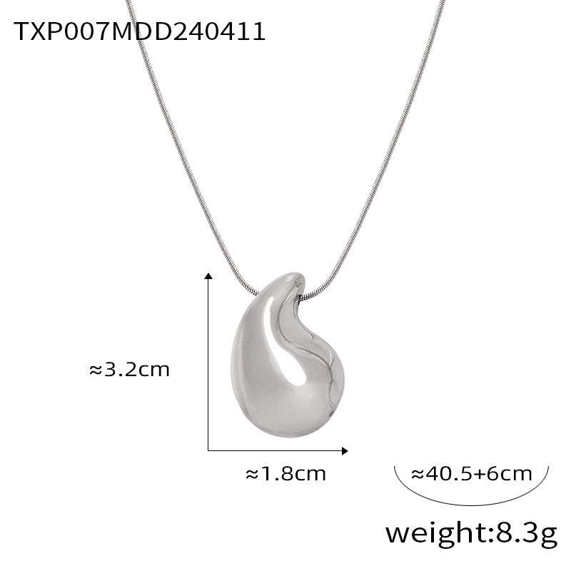 Fashion cold wind design sense personalized jewelry diamond earrings water drop shape pendant titanium steel jewelry set