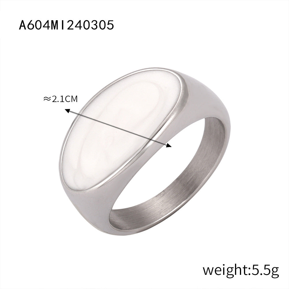 Retro fashion personalized titanium steel gold-plated geometric enamel color glaze ring ring jewelry wholesale women
