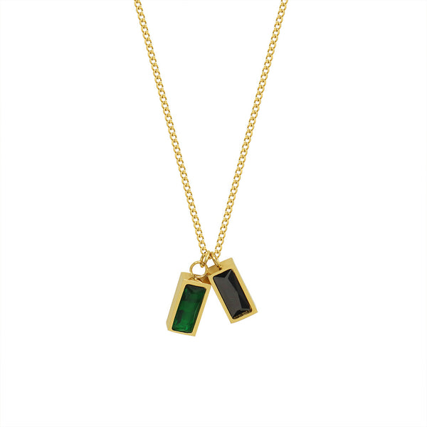 Marka niche design titanium steel plated 18k gold emerald zircon pendant necklace jewelry women