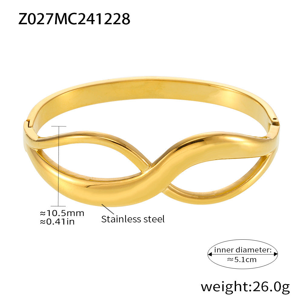 Titanium steel bracelet light luxury PVD electroplating 18K real gold European and American trend Bracelet bracelet combination spot
