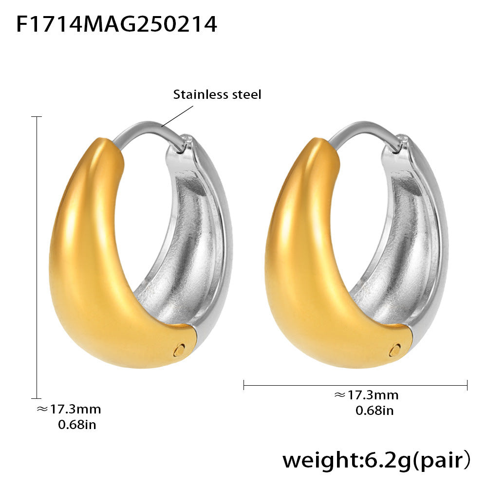 Circle earrings European and American small ear buckles niche plain rings stainless steel high polish gold color matching earrings 99