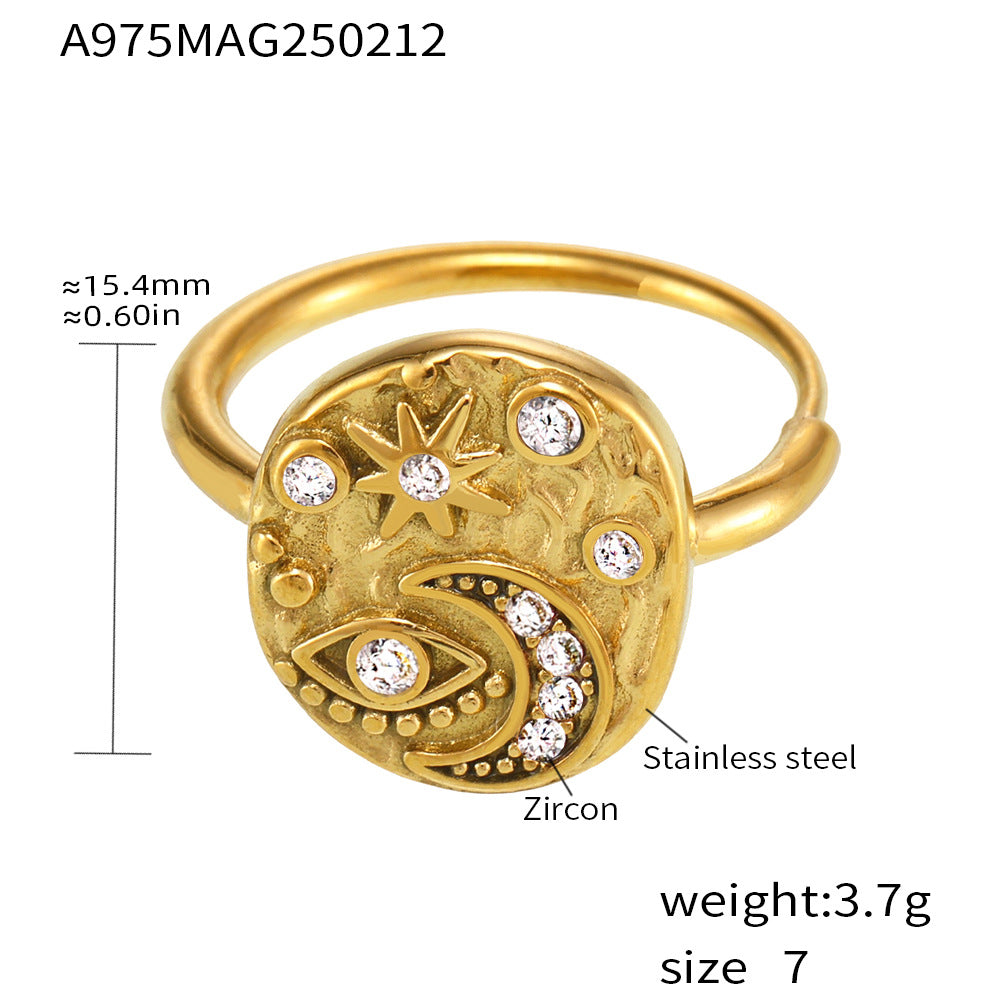 Hot Sale 5A Zircon Ring Women's Light Luxury Personality Star Moon Fashion Tail Ring Devil's Eye Jewelry Gift