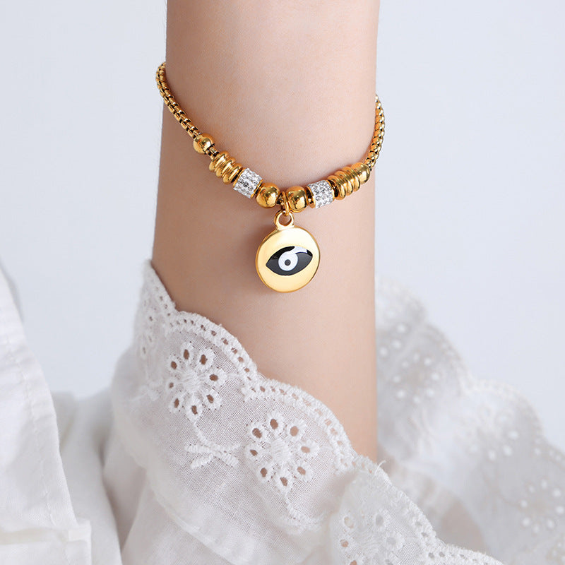 Retro personality versatile all kinds of exaggerated eye pendant titanium steel bracelet women's jewelry spot wholesale pp