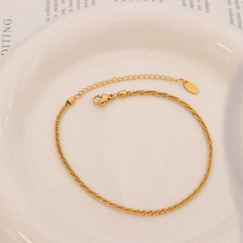 Summer exposed feet niche versatile cauliflower anklet, titanium steel 18K gold girl girlfriend accessories gift pp