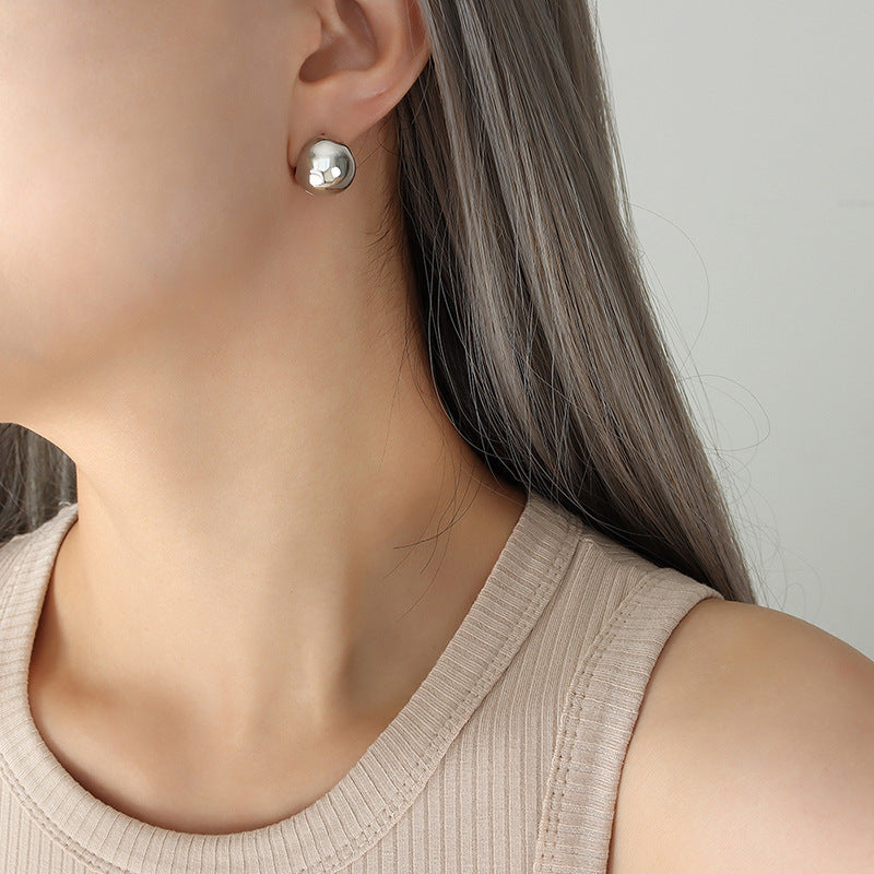 Fashion Personality Simple Trend Minimalist Glossy Copper Material C-Shaped Earrings Women's Fashion Commuter Earrings 99