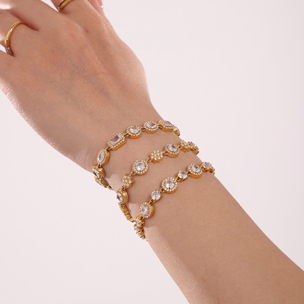 Niche design 5A zircon full diamond bracelet heavy industry design stainless steel chain decoration spot 99