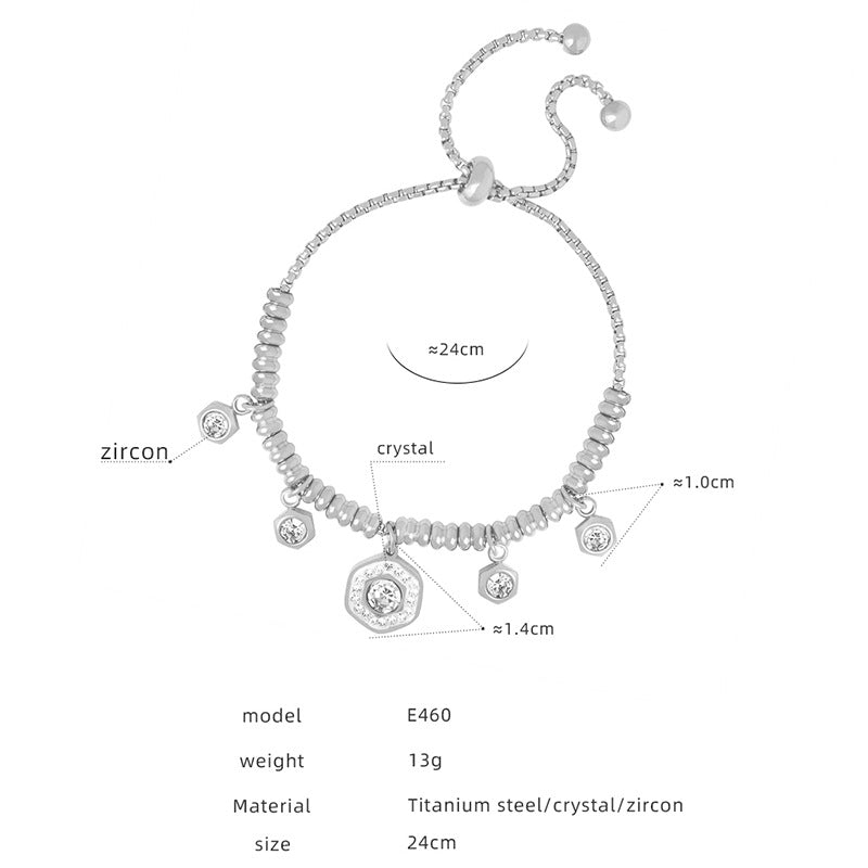 Titanium steel electroplated 18k gold non-fading pendant bracelet female, new retro heart-shaped pendant bracelet wholesale pp