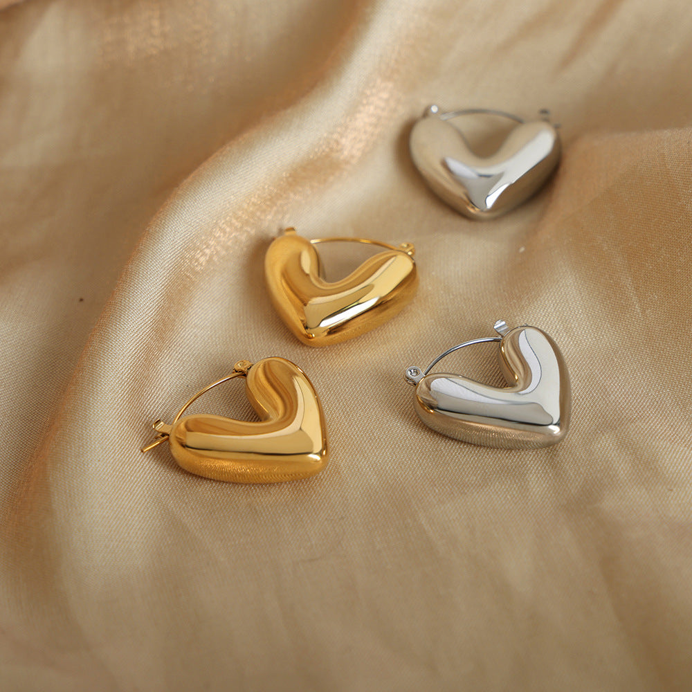 New Irregular Love Titanium Steel Gold Plated Personality Simple Earrings Fashion Niche Design Jewelry Earrings Women