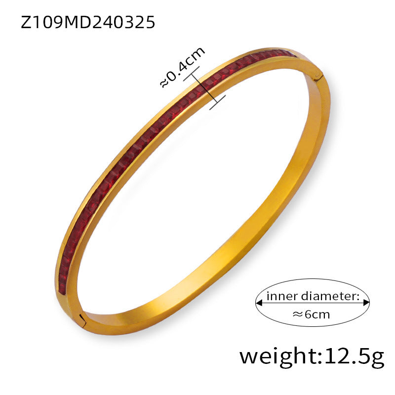 New Fashion Commuter Simple Personality Design Titanium Steel Gold Plated Diamond Niche Bracelet Jewelry Wholesale Female
