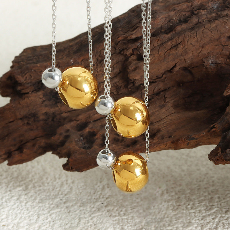 Unique personality, niche elegance, fashion, geometric beaded design chain, simple and versatile titanium steel gold-plated sweater chain