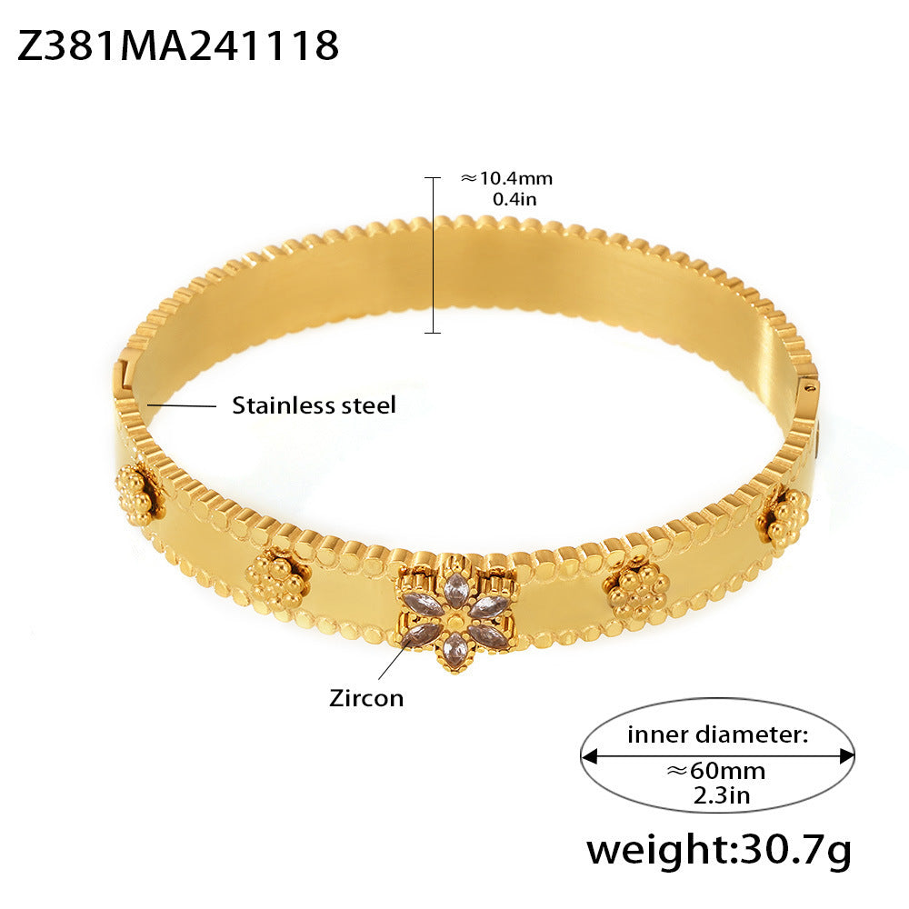 Christmas snowflake zircon buckle bracelet jewelry stainless steel plated 18K real gold pp