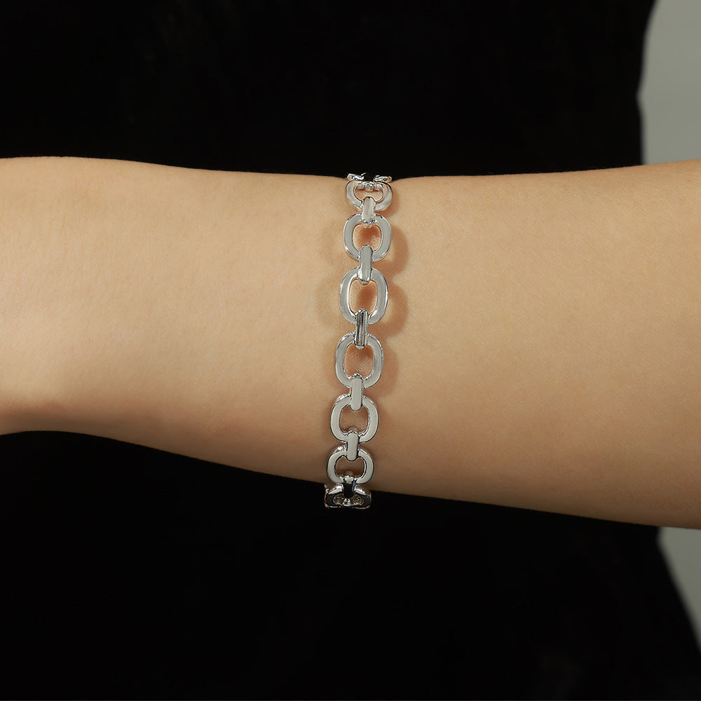 New simple, fashionable and versatile personalized titanium steel gold-plated irregular geometric hollow opening bracelet jewelry