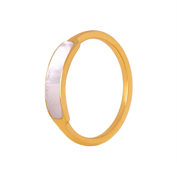 New simple niche design high-end inlaid with mother white titanium steel ring personalized fashion temperament jewelry women 99
