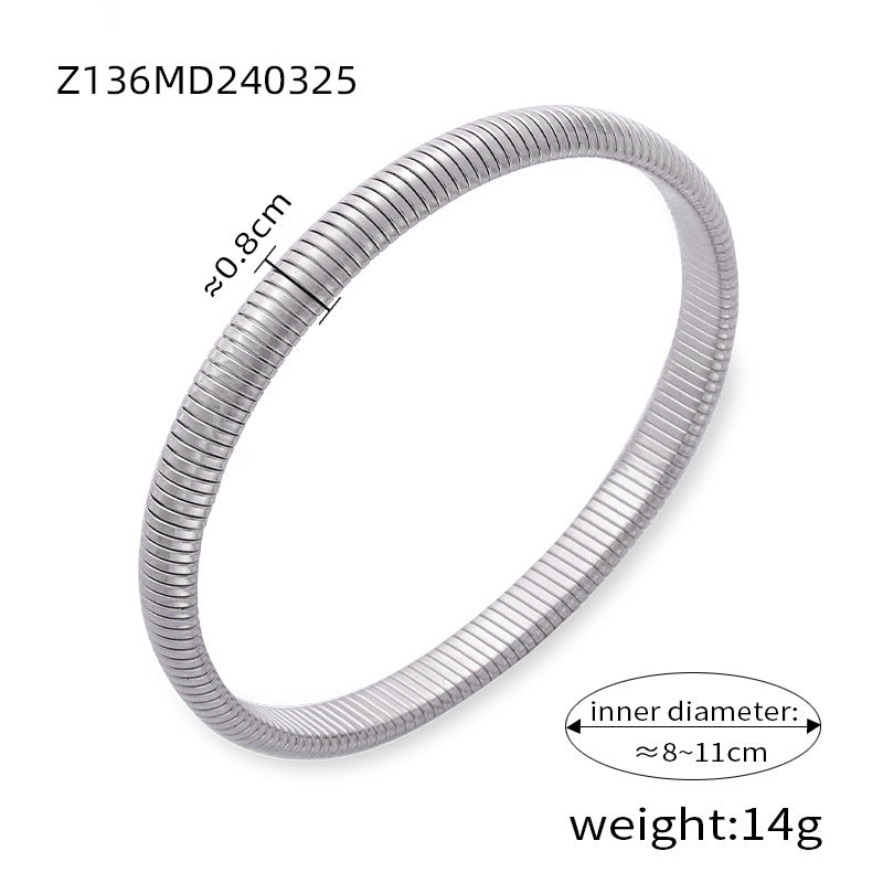 Goose throat bracelet European and American style fashion personalized design titanium steel gold-plated elastic striped bracelet women's jewelry wholesale