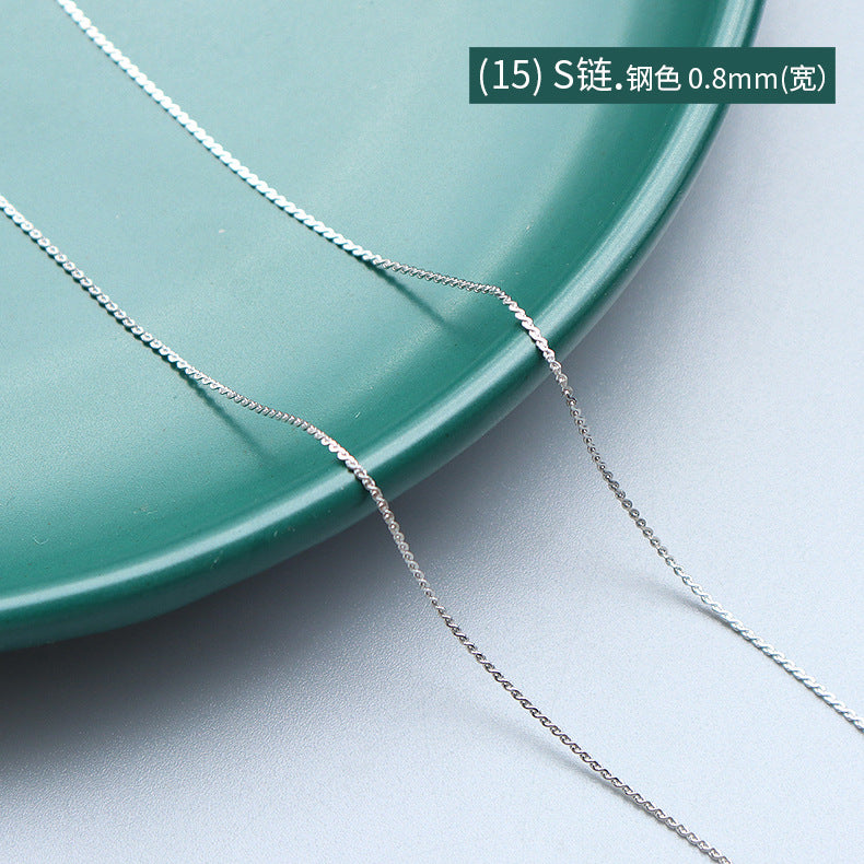Cross chain Snake bone chain Twist chain Box chain Variety necklace Women's titanium steel plated 18K gold plain chain Clavicle chain jewelry 99