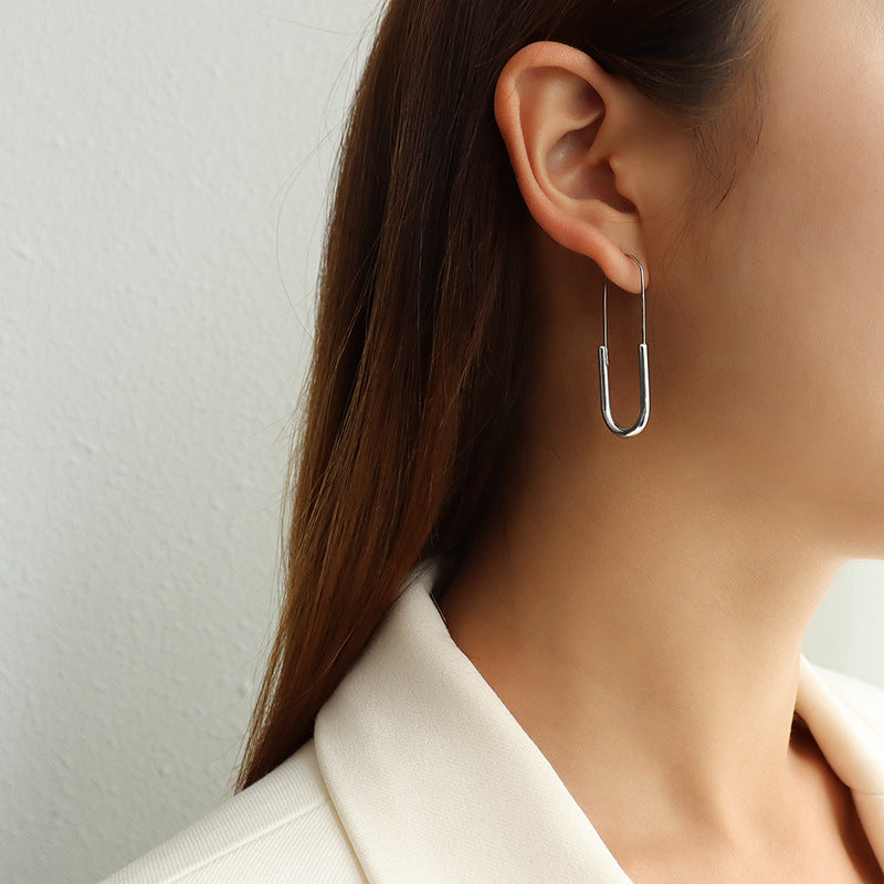 Long pin earrings jewelry, ear-mounted earrings, titanium steel plated with 18K real gold, non-fading jewelry women