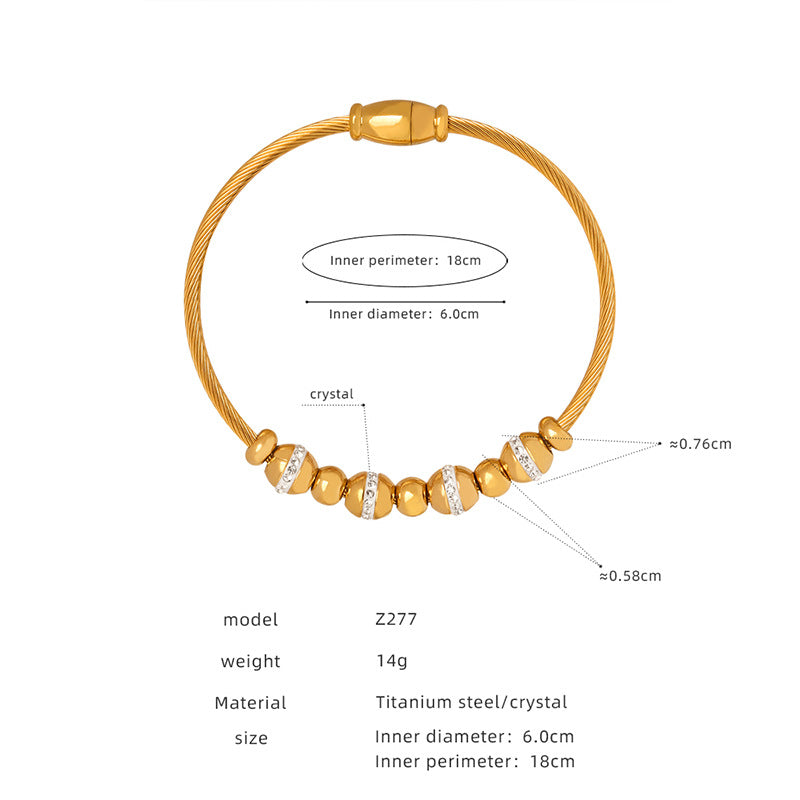 Titanium steel electroplated 18k gold non-fading pendant bracelet female, new retro heart-shaped pendant bracelet wholesale pp
