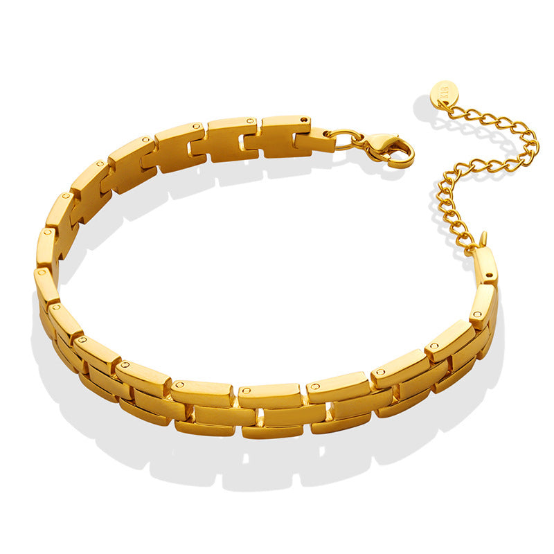 Internet celebrity solid color titanium steel strap bracelet hip hop trend versatile couple simple student accessories E316