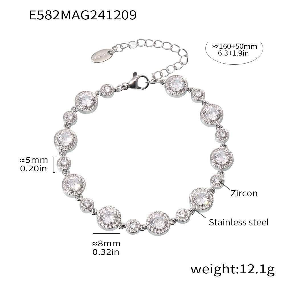 Stainless steel hand-inlaid super flash geometric zircon gypsy star bracelet combination PVD plated 18K gold color retention