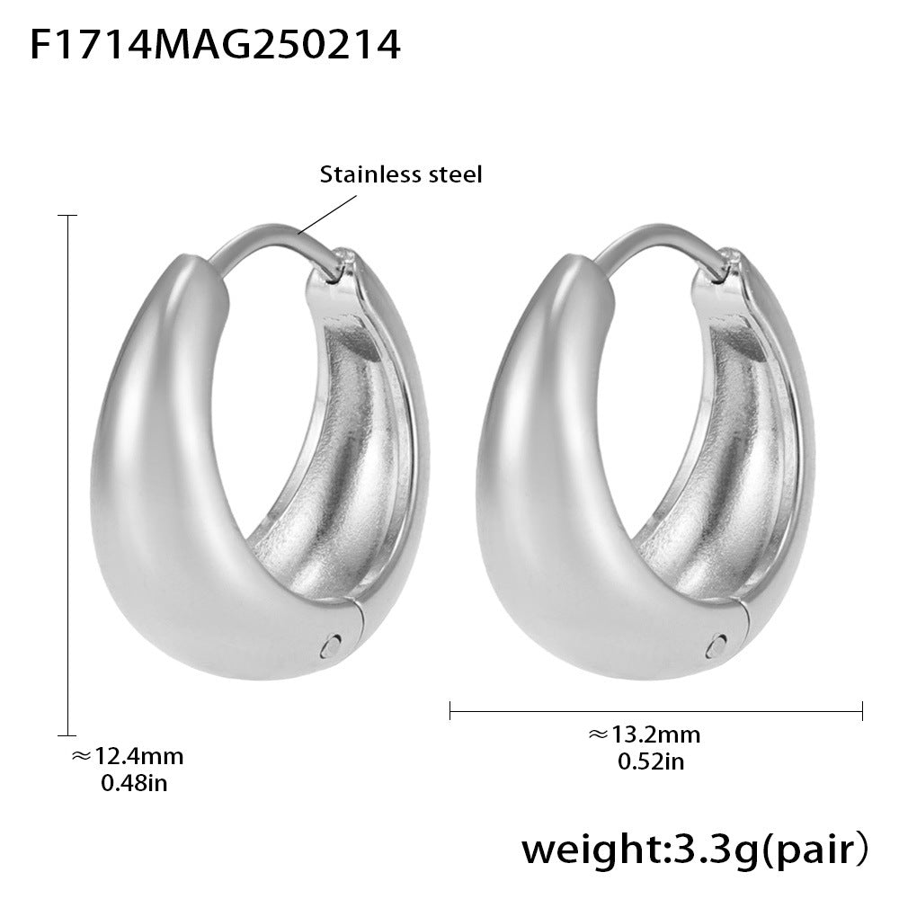 Circle earrings European and American small ear buckles niche plain rings stainless steel high polish gold color matching earrings 99