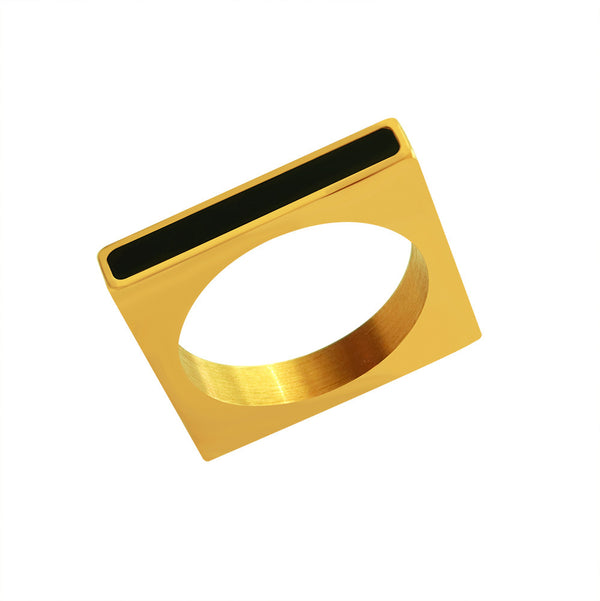 Simple acrylic geometric square ring fashion jewelry stainless steel plated 18K gold pp