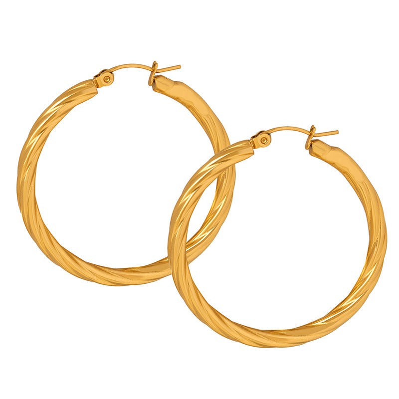 No fading, exaggerated circle, smooth surface, exaggerated large earrings, summer earrings, titanium steel hair accessories, women's 99