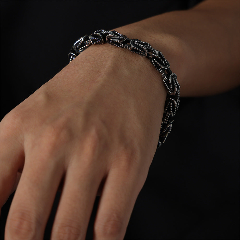 New high-end sense personality temperament niche design titanium steel old retro heavy metal bracelet jewelry