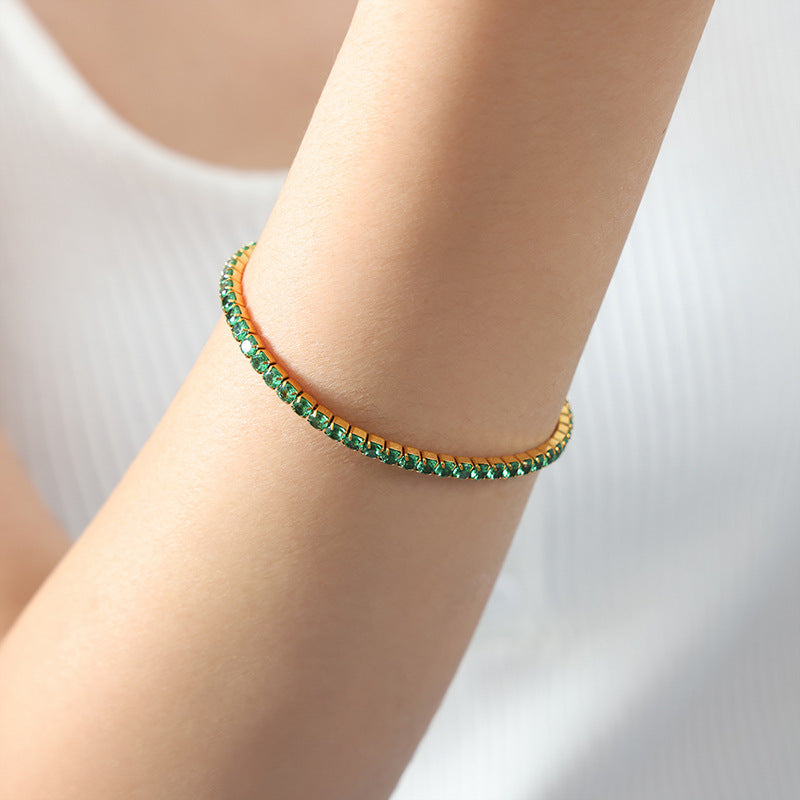 New high-end light luxury full of zircon niche design titanium steel gold-plated personalized bracelet women's jewelry wholesale
