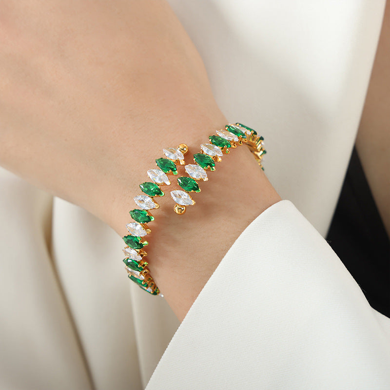 New high-end fashion personalized niche design light luxury inlaid with colored zircon bracelet jewelry women