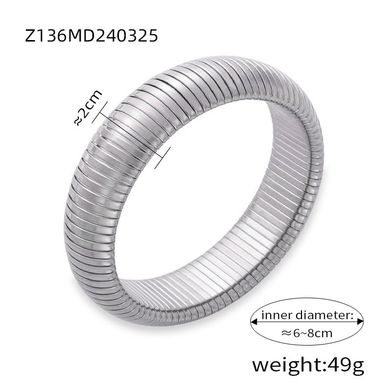 Goose throat bracelet European and American style fashion personalized design titanium steel gold-plated elastic striped bracelet women's jewelry wholesale