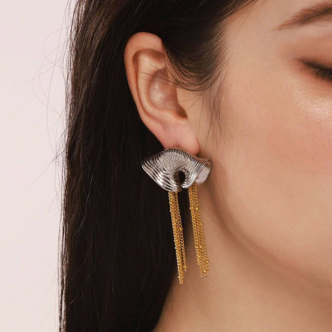 Conch Snail Heavy Industry Color Matching Earrings Fringed Earrings PVD Electroplating 18k Real Gold Fashion Color Retaining Earrings Women