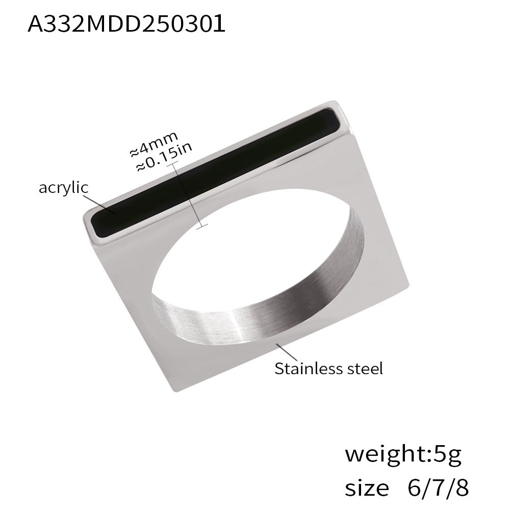 Simple acrylic geometric square ring fashion jewelry stainless steel plated 18K gold pp