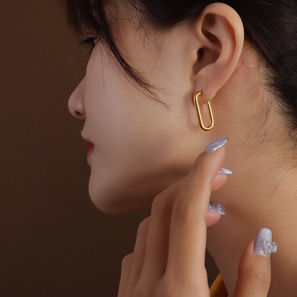 Marka Jewelry earringU Geometric Earrings Stud Earrings Titanium Steel 18k Gold Earrings F456
