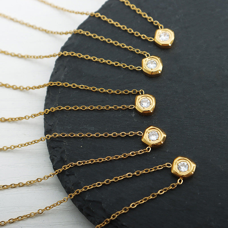 Cool and versatile temperament exquisite meteorite shape inlaid zircon pendant necklace niche design jewelry wholesale pp