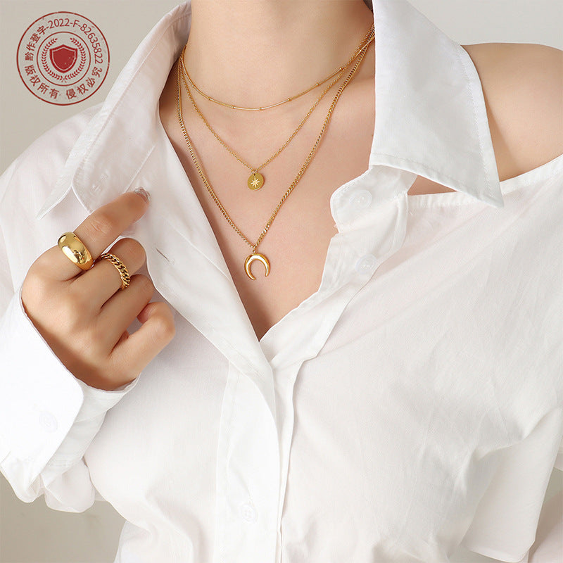 Cold ins wind niche design fashion stars moon sun bracelet necklace set E147-P690pp