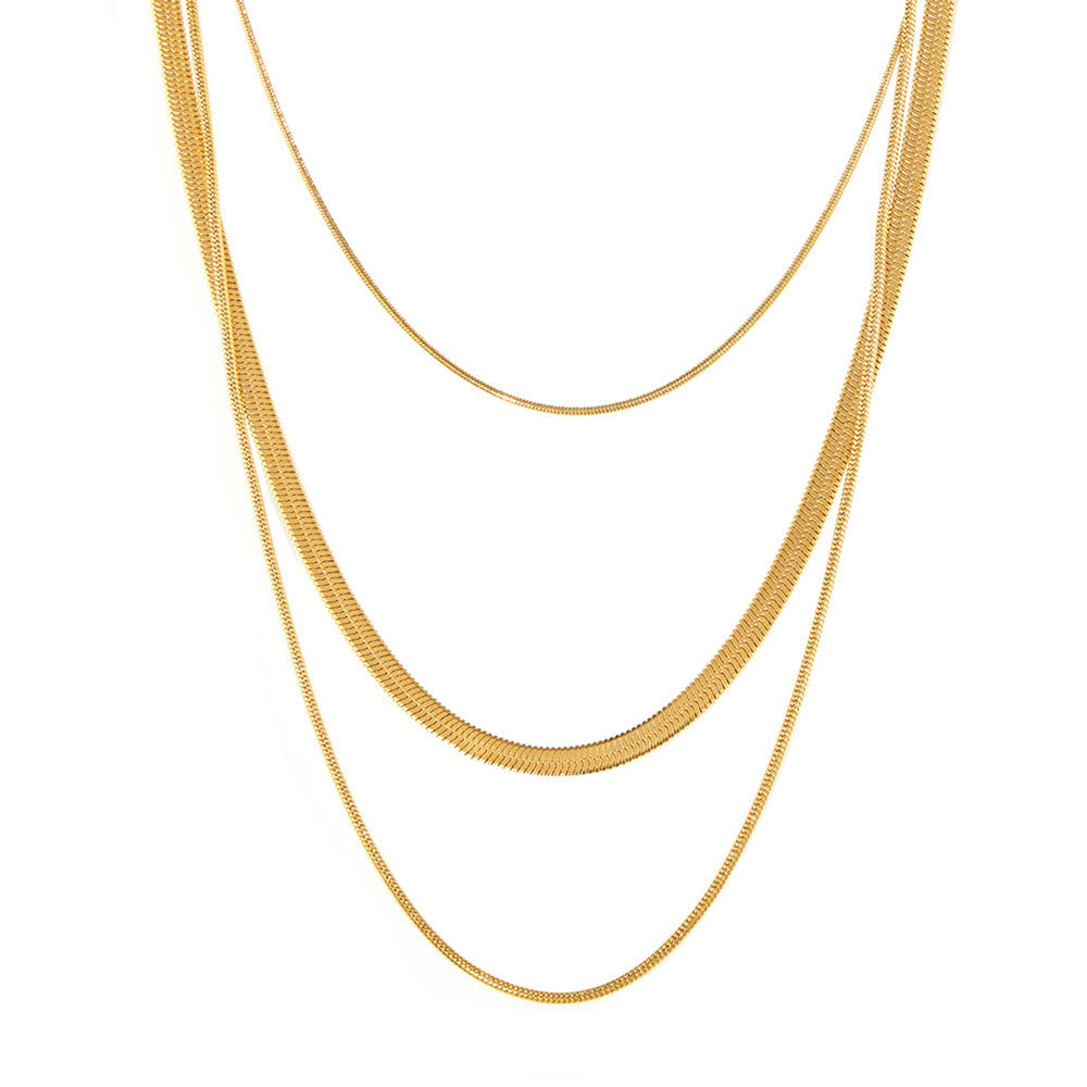 Fashion titanium steel necklace hip-hop style multi-layer stacking choker fashion trend men and women the same spot