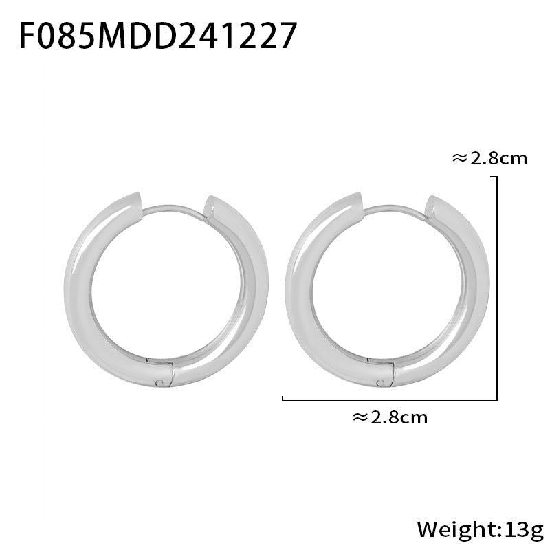 Stainless steel niche personality temperament versatile earrings fashion light luxury ear buckle plated 18k real gold jewelry women 99