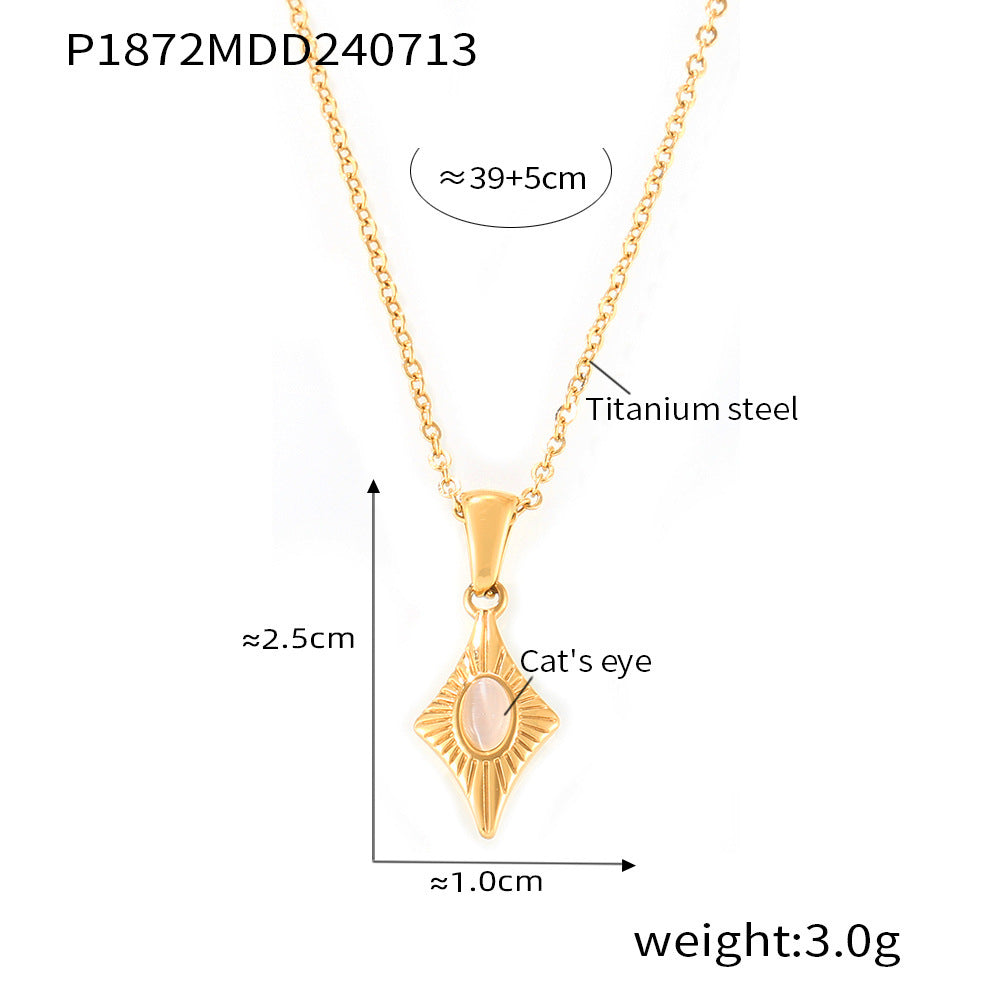 tetragonal opal pendant titanium steel clavicle chain seashells ring necklace ring niche set