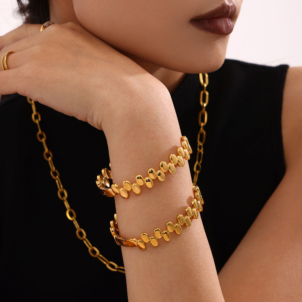 Polka dot buckle bracelet titanium steel PVD plated 18K real gold Amazon spot bracelet factory wholesale