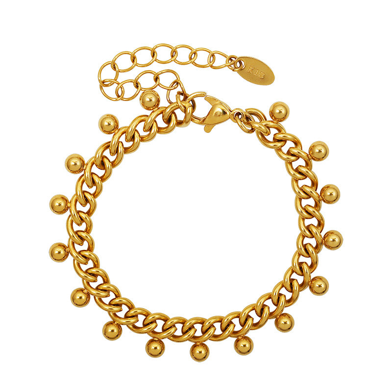 New Stainless Steel Cuban Chain Light Luxury Versatile Jewelry Trend Gas Plated 18K Gold Bracelet